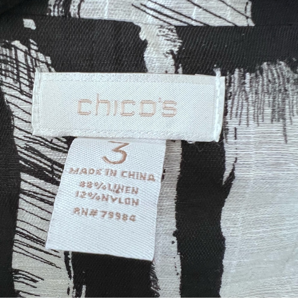 Chicos Linen Abstract Art to Wear Jacket Black and White size XL - Picture 5 of 12